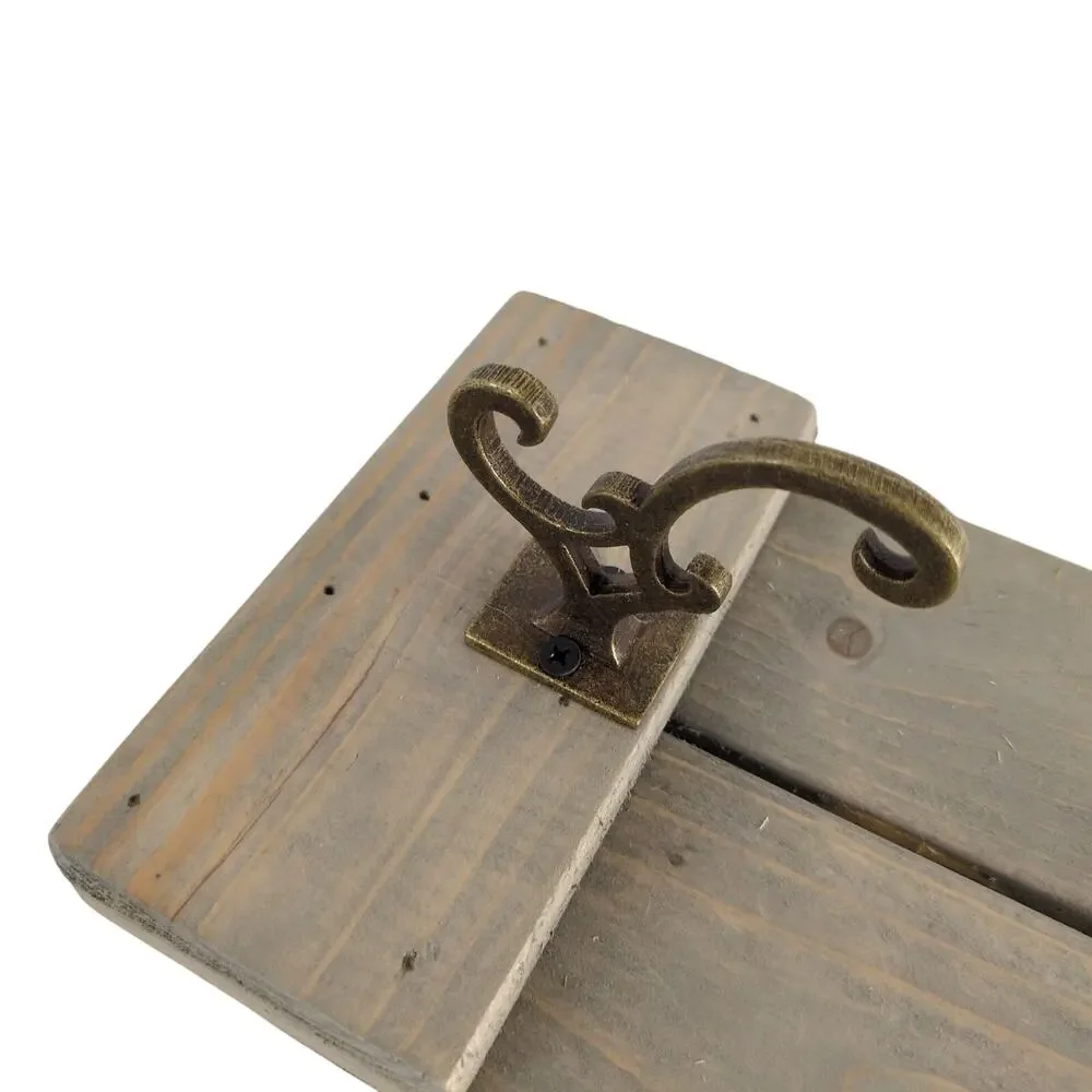 Rustic Wood Slat Wall Hook Hat Coat Rack 18x7